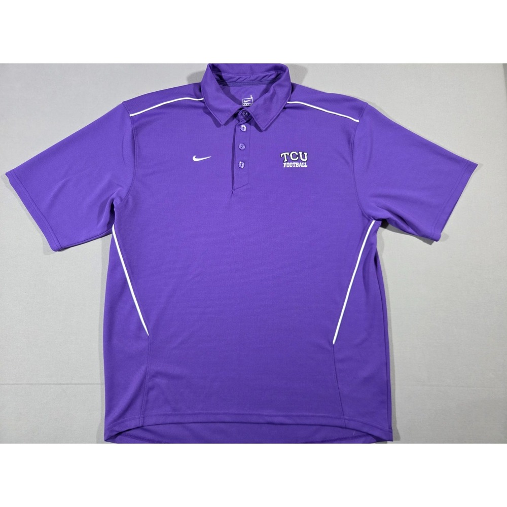 Nike TCU Shirt Mens Large Purple White Embroidery Football NCAA Horned Frogs